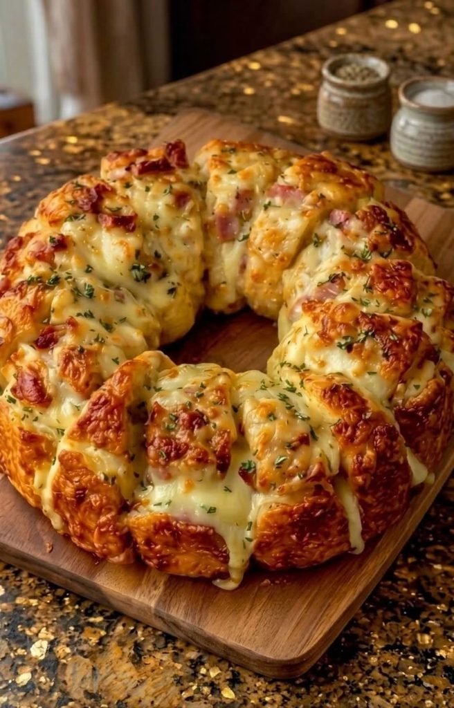 Cheesy Ham and Garlic Pull-Apart Bread